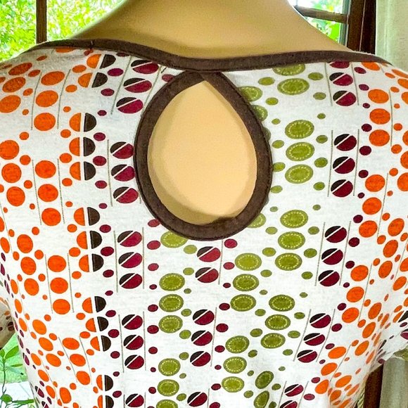 ▪️FANG▪️ Vtg-Style Op Art Keyhole Back Tunic Top - Picture 6 of 8